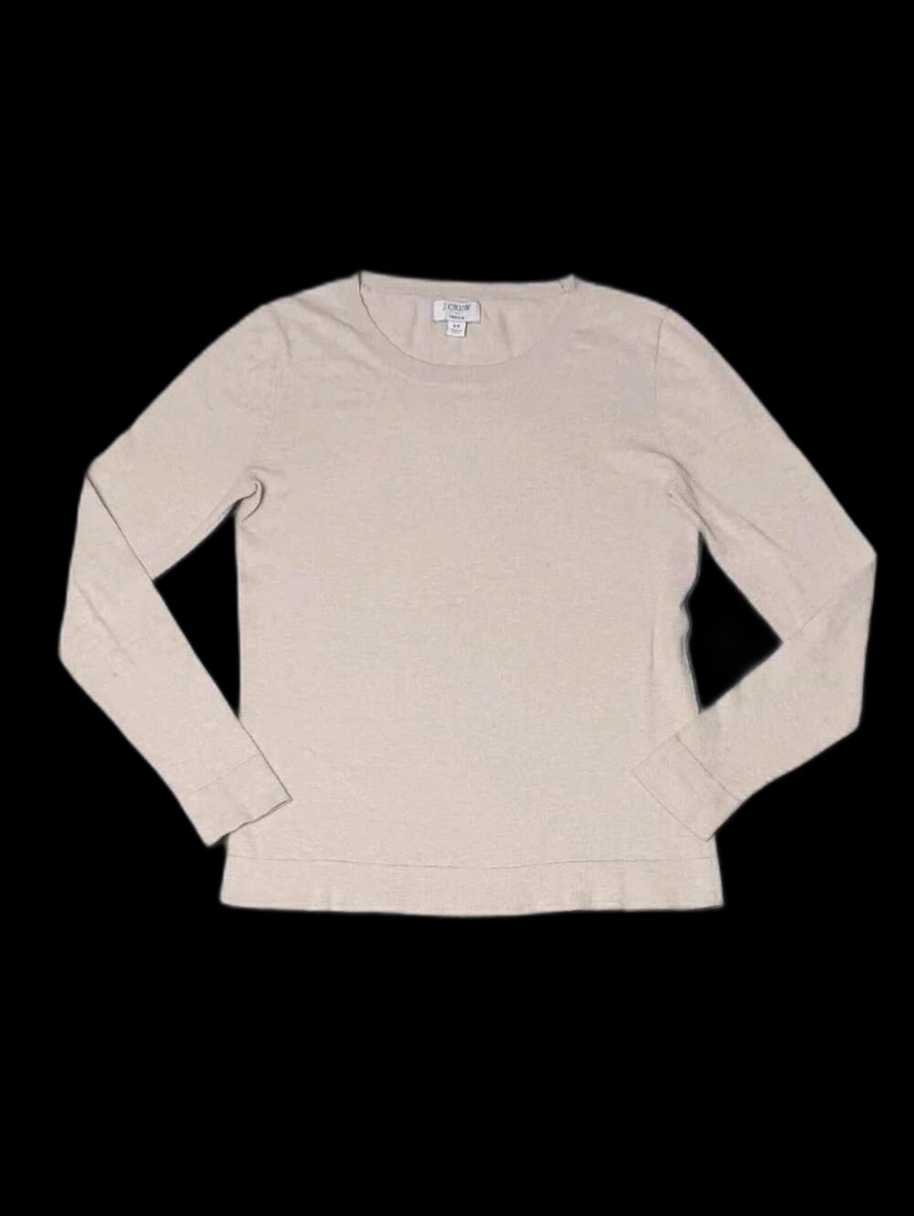 J Crew Teddie Long Sleeve Shirt Womens Size XS Cream/tan Crew Neck Stretch